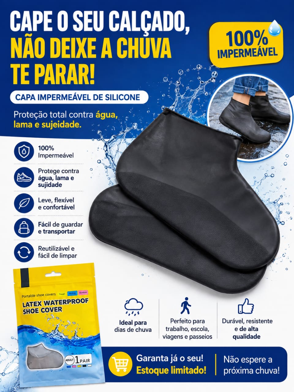 AQUELIS PREMIUM-CAPA IMPERMEAVEL PARA SAPATOS🛡️💧