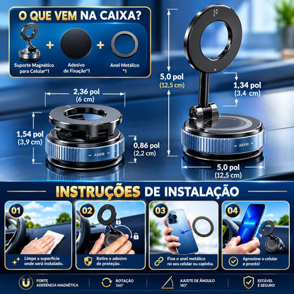 SUPORTE MAGNÉTICO PARA TELEFONE CELULAR PARA CARRO - SMART MAGNET™