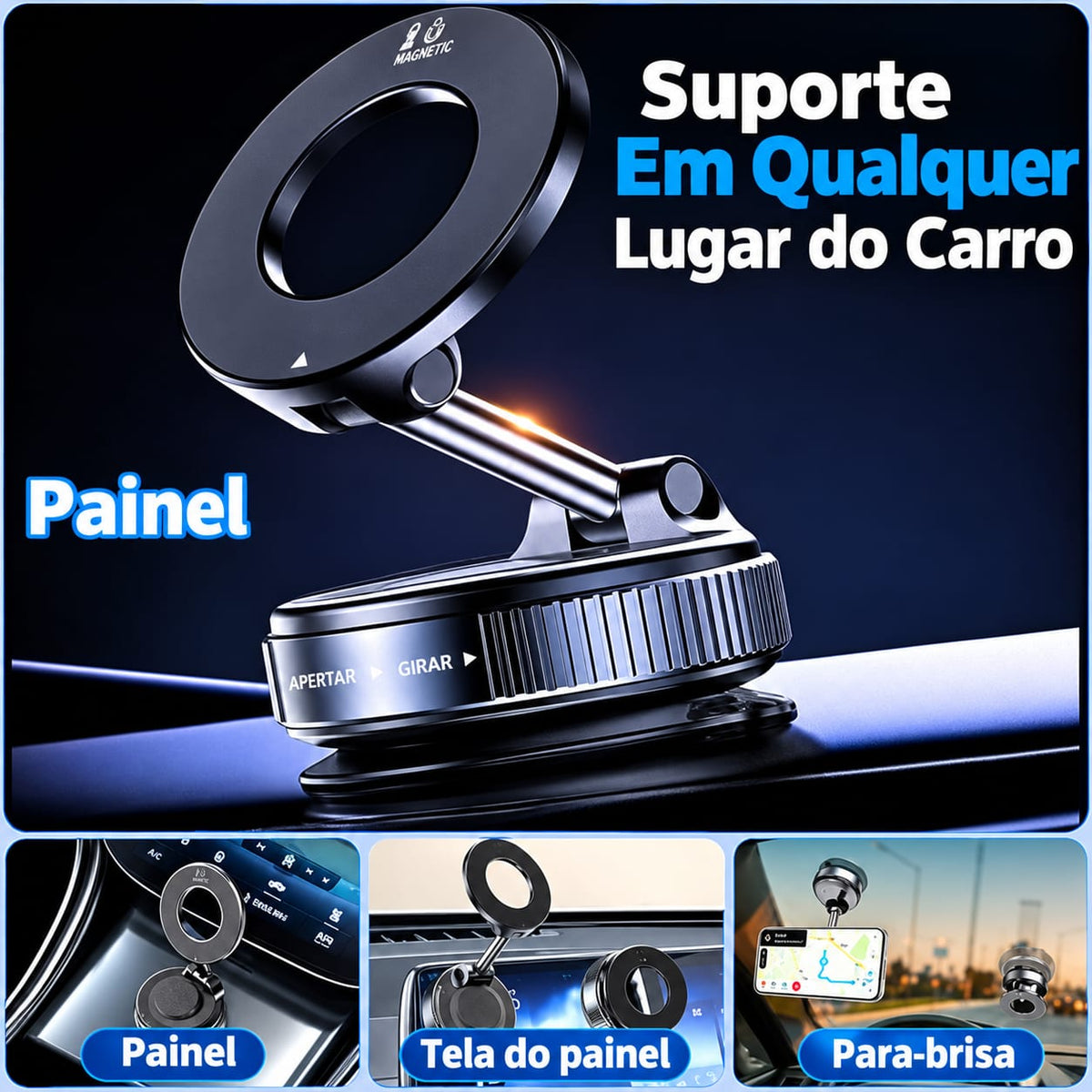 SUPORTE MAGNÉTICO PARA TELEFONE CELULAR PARA CARRO - SMART MAGNET™