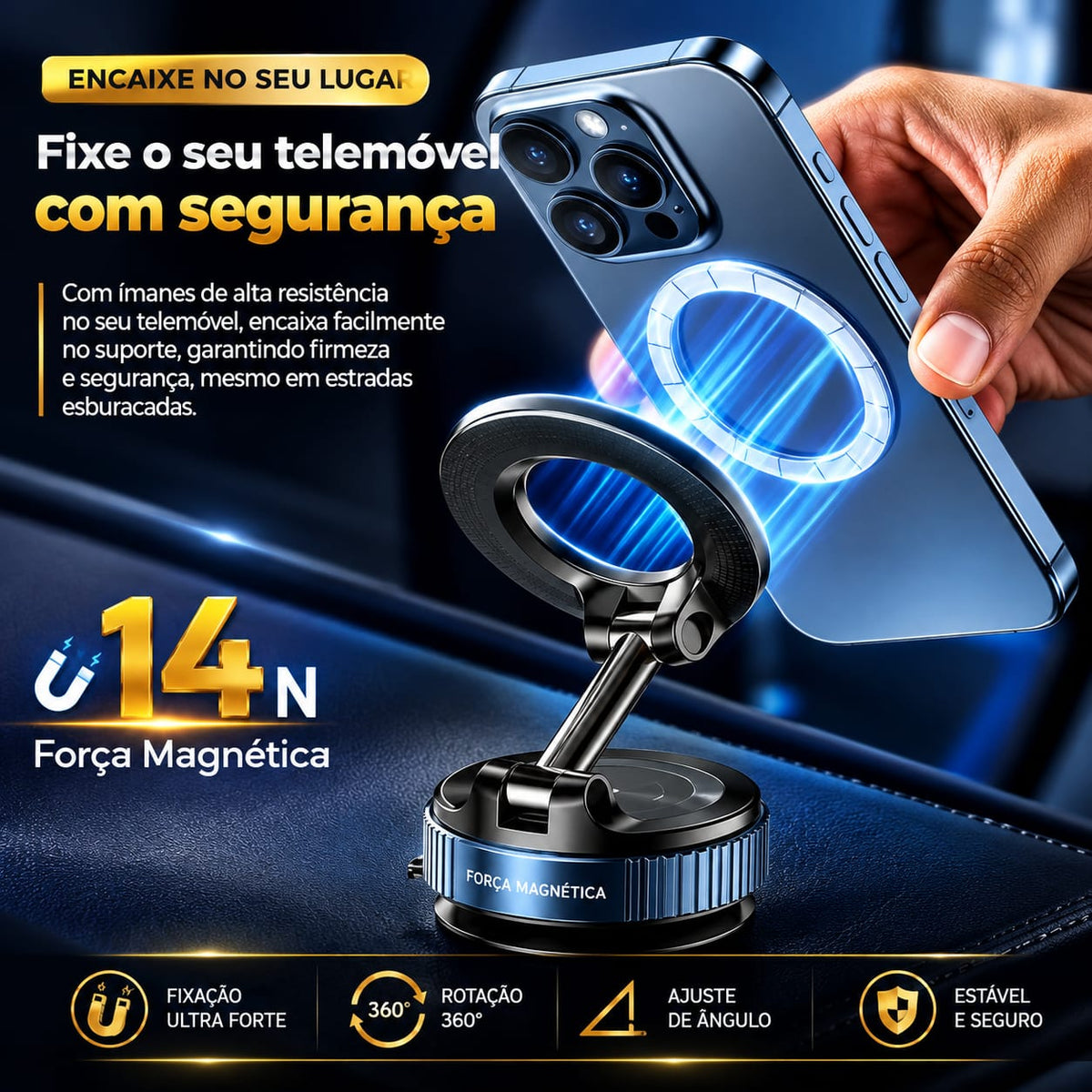 SUPORTE MAGNÉTICO PARA TELEFONE CELULAR PARA CARRO - SMART MAGNET™